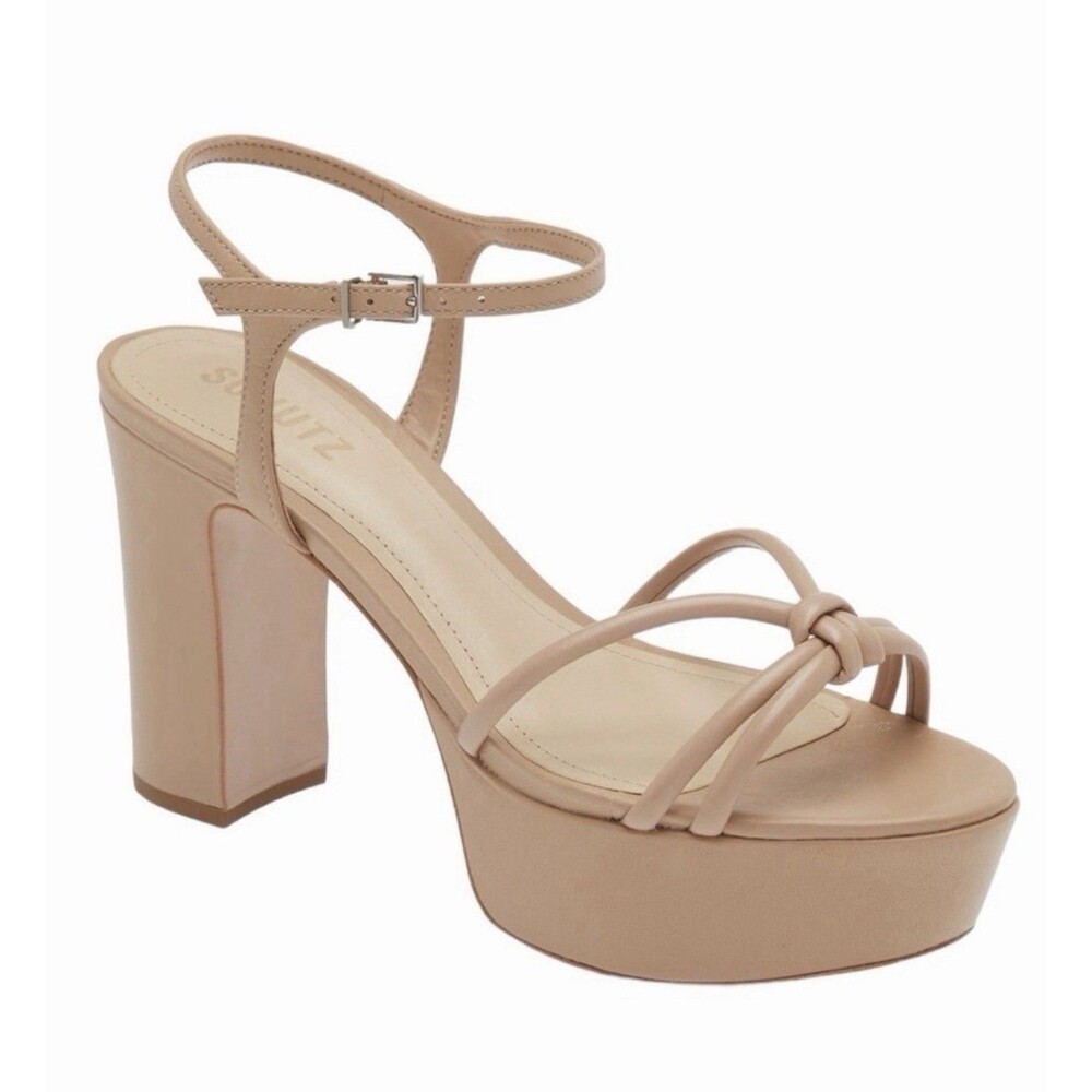 Schutz Kelsie Platform Heels Sandals Women’s Size 11 Beige Leather NWOB